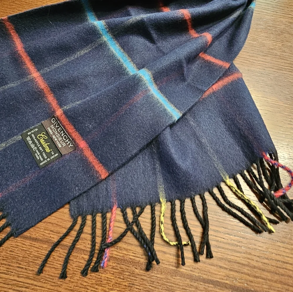 Givenchy Plaid Fringe Scarf